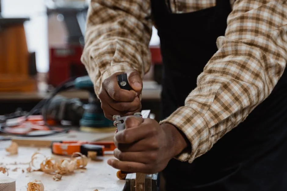 Travail au rabot sur menuiserie